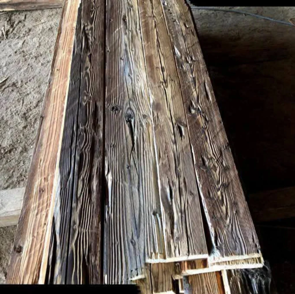 Brushed sun-weathered reclaimed faces